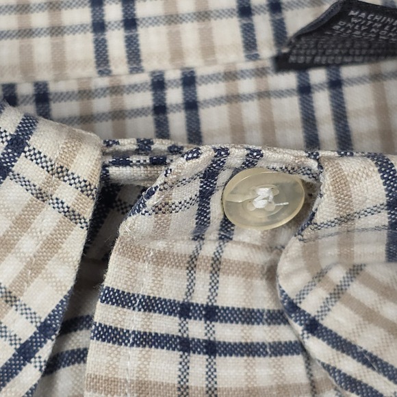 Van‎ Heusen Mens Short Sleeve Shirt 3XLT Brown Blue Plaid Pocket Cotton/Poly - Picture 9 of 16